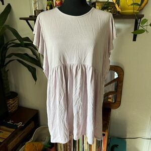 Women’s Lilac Purple Fluttersleeve Keyhole Maternity Shirt size Large